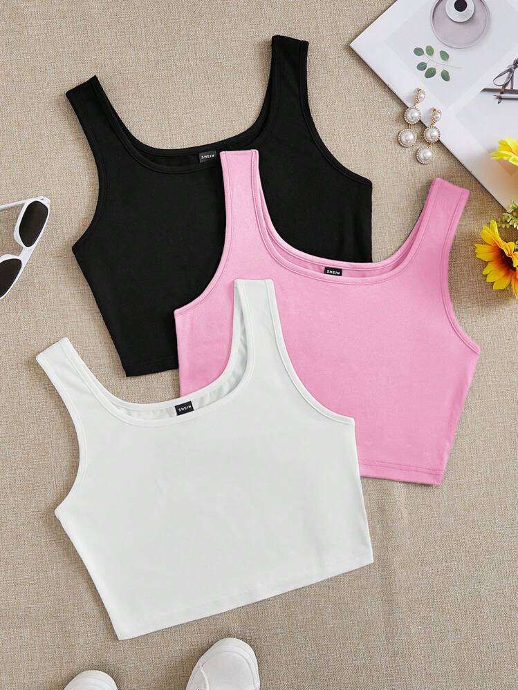SHEIN EZwear 女性用 ブラック、カーキ、杏色 スーパーショート タイト
