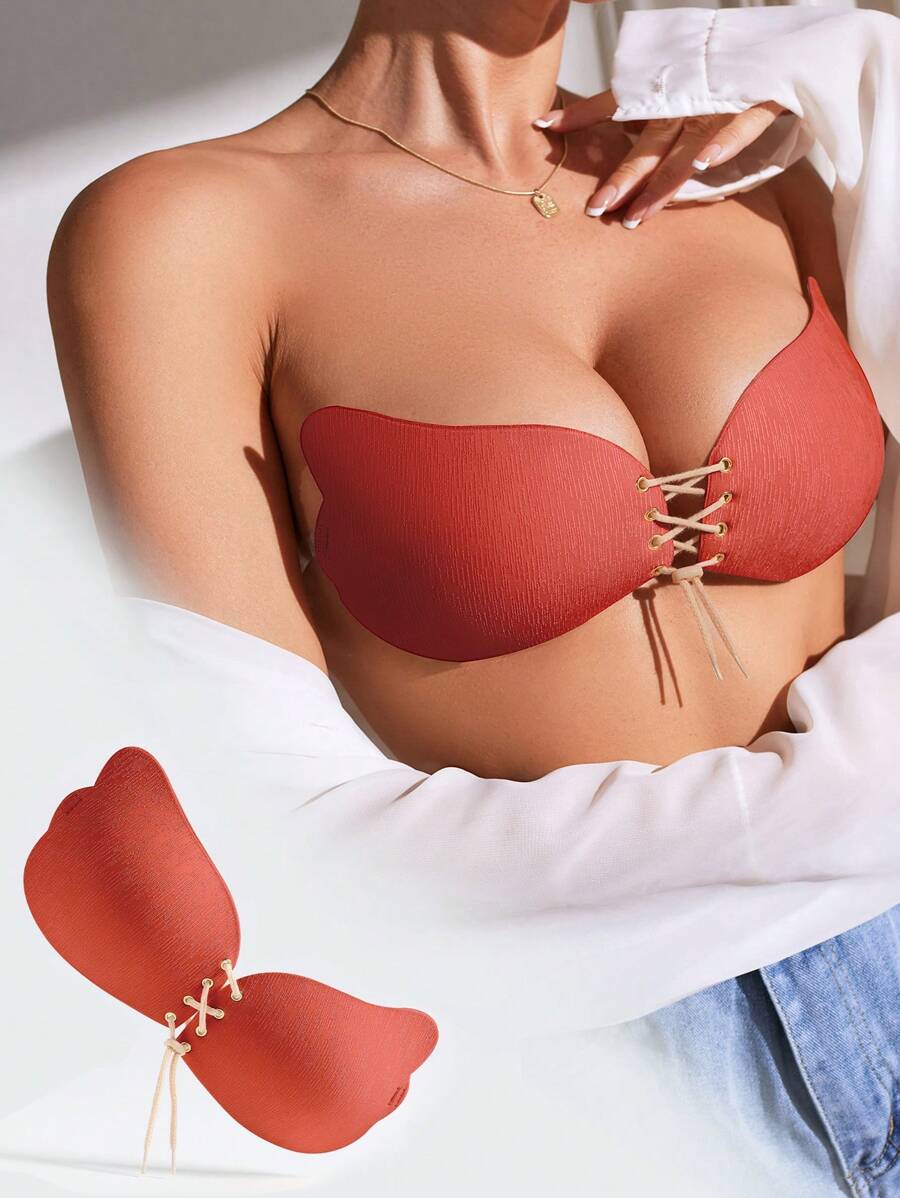 Women Invisible Adhesive Push Up Bra (1pc) - Burgundy - View 1