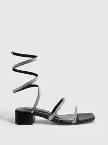 CUCCOO SZL Women's Fashionable Rhinestone Wrapped High Heel Sandals, Graduation Heel, Prom Heels For Summer Vacation Shoes Summer Party Baddie Chic Gorgeous Style Halloween Christmas Disco Party Sxy Night Out Fall