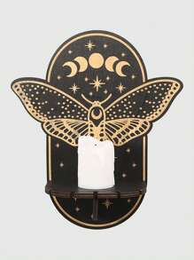 ROMWE Goth One Meditation Butterfly Wooden Candle Holder Display Stand (Candle Not Included) - Multicolor - View 1