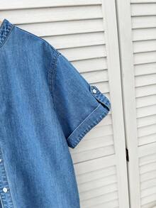 SHEIN Teen Boy Denim Jacket With Washed, Casual & Fashionable Style - Light Wash - View 4