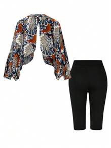 Plus Size Women Fashionable Loose Top And Shorts Two-Piece Set