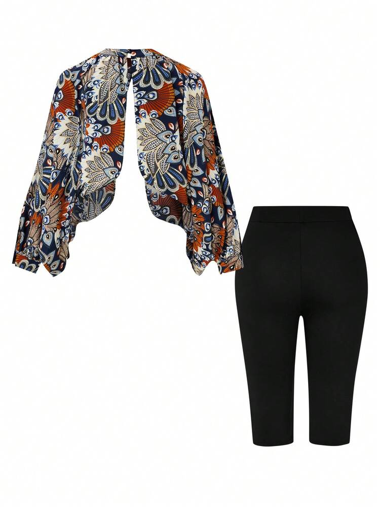 Plus Size Women Fashionable Loose Top And Shorts Two-Piece Set