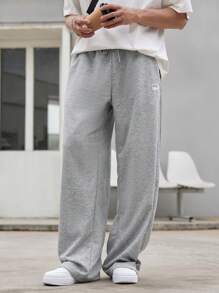 Claim Dot Men Long Straight Casual Summer Wide Legged Sports Pants Oversize Sweat Pants Nice Plain Light Grey Going Out Fashion Couple Matching