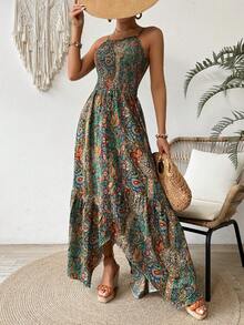 SHEIN VCAY 女士细肩带全印花夏季吊带连衣裙 - 彩色 - 查看 5