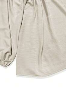 Plus Size Spring/Autumn Deep V-Neck Batwing Sleeve Solid Color Minimalist Dress