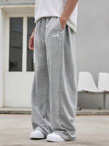 Claim Dot Men Long Straight Casual Summer Wide Legged Sports Pants Oversize Sweat Pants Nice Plain Light Grey Going Out Fashion Couple Matching