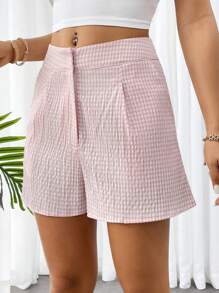 SHEIN Privé Damskie eleganckie, swobodne, wakacyjne i robocze spodenki w paski z wysokim stanem na lato