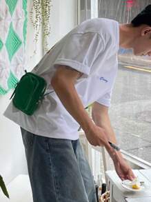 DAZY 男式夏季字母印花寬鬆圖案T恤