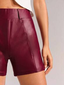 Forever 21 Women Summer Sexy Solid Color Slim Fit Shorts - Burgundy - View 5