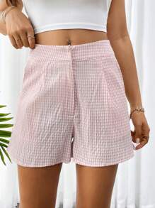 SHEIN Privé Damskie eleganckie, swobodne, wakacyjne i robocze spodenki w paski z wysokim stanem na lato