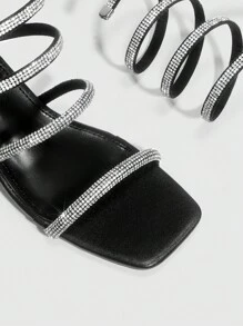 CUCCOO SZL Women's Fashionable Rhinestone Wrapped High Heel Sandals, Graduation Heel, Prom Heels For Summer Vacation Shoes Summer Party Baddie Chic Gorgeous Style Halloween Christmas Disco Party Sxy Night Out Fall