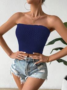 Breezaya Top tejido a la moda y sexy para mujeres con estilo de vacaciones con huecos