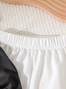 SHEIN Young Boy Color Block Polo Shirt & Shorts Set With Embroidered Letters