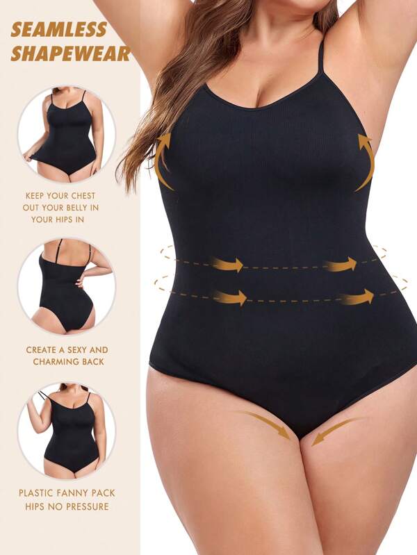 Body gainant sans couture grande taille pour femmes, contrôle du ventre et des fesses