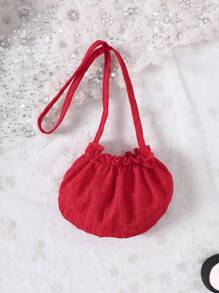 Robe sans manches en été pour bébé fille, douce et colorée, avec broderie creuse et pièces jointes - Rouge - Voir 3