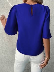 EMERY ROSE Round Neck Flare Sleeve Blouse