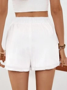 SHEIN VCAY Shorts bordados con cintura elástica, perfectos para vacaciones y ocio