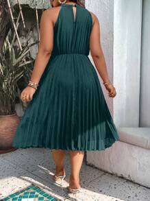 Breezaya Vestido con diseño de hombros descubiertos, suelto y con pliegues para mujer de tallas grandes