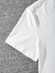 十幾歲男孩簡約字母印花圓領時尚T卹 - 白色 - 查看 5