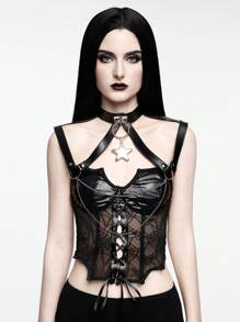 ROMWE Goth Collier Pendentif Pentagramme Extra Large Personnalité Sombre