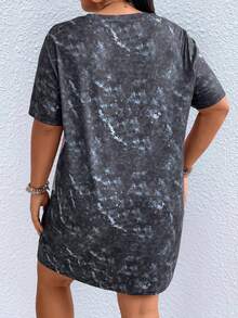 Calvaya Đầm ngắn tay đan dây buộc cổ tròn cỡ lớn - Nhiều màu - Xem 4