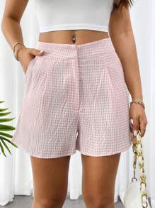 SHEIN Privé Damskie eleganckie, swobodne, wakacyjne i robocze spodenki w paski z wysokim stanem na lato