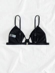 Swim SXY Áo bikini màu trơn cho nữ, bãi biển mùa hè - màu đen - Xem 7