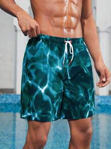 Manfinity VDAYZ 1pc Men Fashionable Casual And Loose Beach Holiday Swim Trunks Couples Matching Swimwear, For Beach, Vacation,Hawaiian