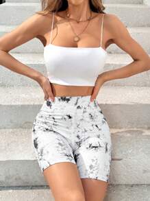 SHEIN Essnce 女士蝶染健身短褲 高腰臀部提臀瑜伽無縫短褲 適用於健身和自行車 - 彩色 - 查看 10