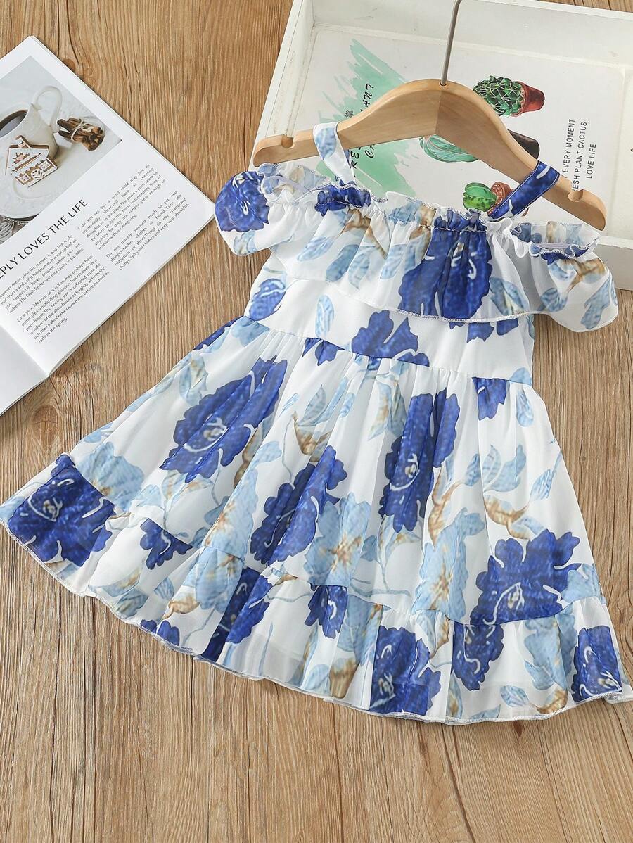 Baby Girl Casual Floral Printed Chiffon Dress For Summer