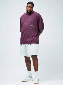 Manfinity VCAY Pantalones cortos rectos de punto de talla grande para hombres para uso casual
