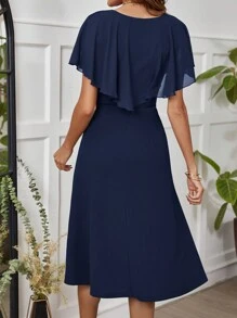 Ellevyn Carnival Ladies' Mid-Length Green Dress With Ruffle Hemline - Navy Blue - View 2