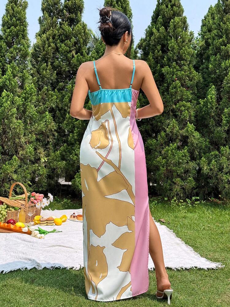 Spring/Summer Beach Vacation Large Floral Print Cami Dress