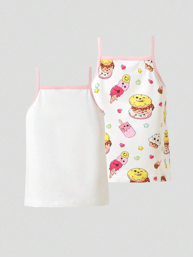 Young Girl Knitted 3-Pack Set Of Camisoles With Fun Patterns