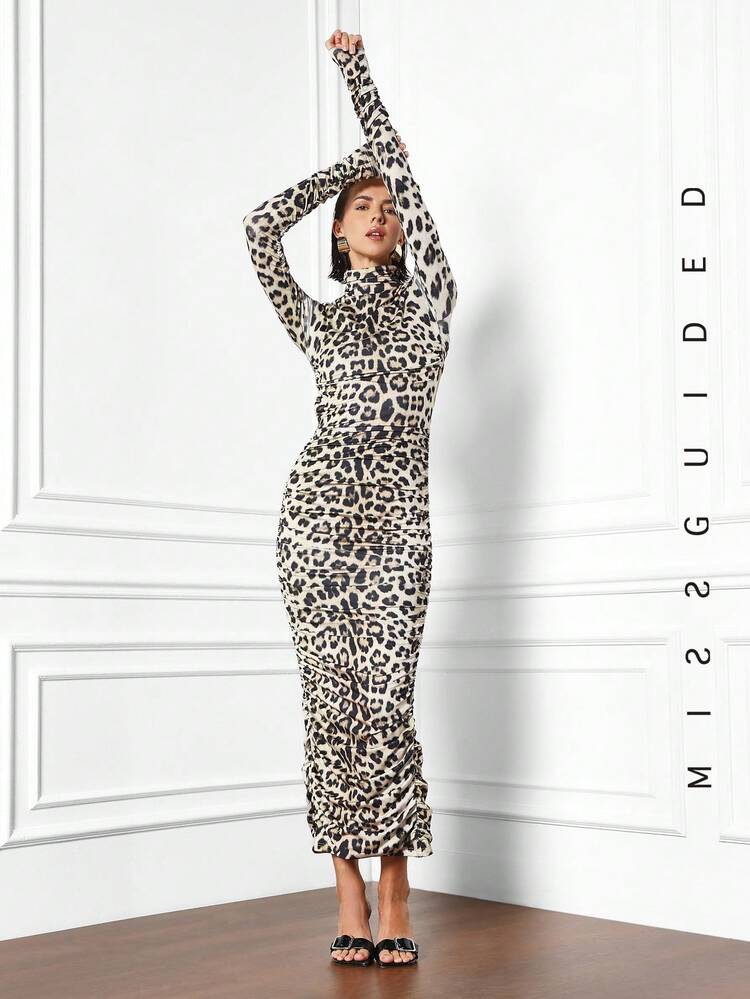 MISSGUIDED Robe Léopard Dos Nu