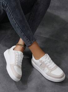Damenschuhe, Damensportschuhe, modische weiße Schuhe, Straßenschuhe für Frauen, leichte Skateboard-Schuhe, Damen Low-Top Board-Schuhe