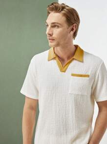 Manfinity VCAY Men Summer Knitted Casual Polo Shirt And Shorts Set With Pockets - Multicolor - View 6