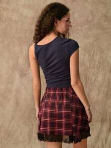 Forever 21 Áo thun nữ tay đơn thiết kế đơn giản, ôm vừa vặn, cá tính, kiểu dáng mùa hè - màu đen - Xem 3