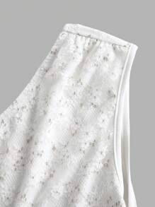 SHEIN Essnce 春夏款單肩褶皺蕾絲背心 - 白色 - 查看 8