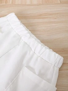 Bộ đồ bé trai thời trang và đơn giản, áo thun ngắn tay cổ tròn có viền in chữ và viền màu, áo có túi và quần đùi đi làm, giản dị và mát mẻ cho mùa xuân hè - màu đen - Xem 5