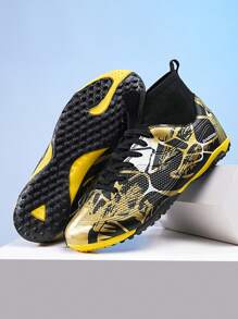 أحذية كرة قدم عالية الرقبة للأطفال مع وقاية للكاحل، مانعة للانزلاق، مناسبة للأراضي الاصطناعية، أحذية كرة قدم عصرية للمدرسة للبنين والبنات