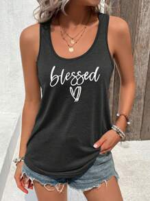 INAWLY Women's Heart & Letter Print Tank Top