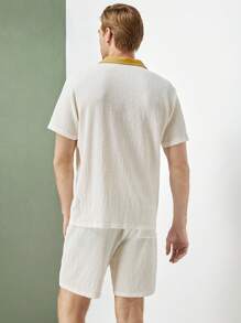 Manfinity VCAY Men Summer Knitted Casual Polo Shirt And Shorts Set With Pockets - Multicolor - View 2