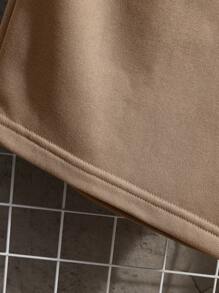 Manfinity Dauomo Quần short lưng rút màu trơn thường ngày xuân/hè cho nam - Màu Khaki - Xem 7