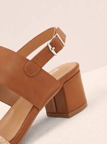 Styleloop Sandali con tacco alto da donna, adatti per vacanze, stile boho, retrò americano, bohémien, western, festival musicali, outfit da festa - Cammello - Visualizzare 3