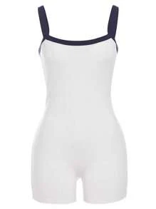 INAWLY Women Summer Casual Ringer Slip Unitard Romper - Multicolor - View 4