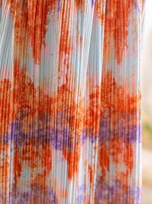 Soleia 女性休閒浪漫復活節/畢業季/假日連身裙，適合派對、花園茶會、海灘，由橘色和紫色漸變的染色，褶皺和精緻紋理的面料，彈性領口和腰band，流動下擺