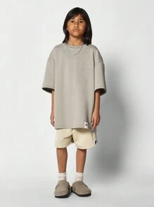 SUMWON Camiseta oversize con relieve para niña preadolescente - Gris - Ver 4
