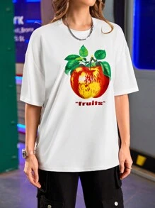 Gameset SHEIN Sport Mujeres camiseta sencilla de cuello redondo, manga corta y ajuste entallado con letras impresas